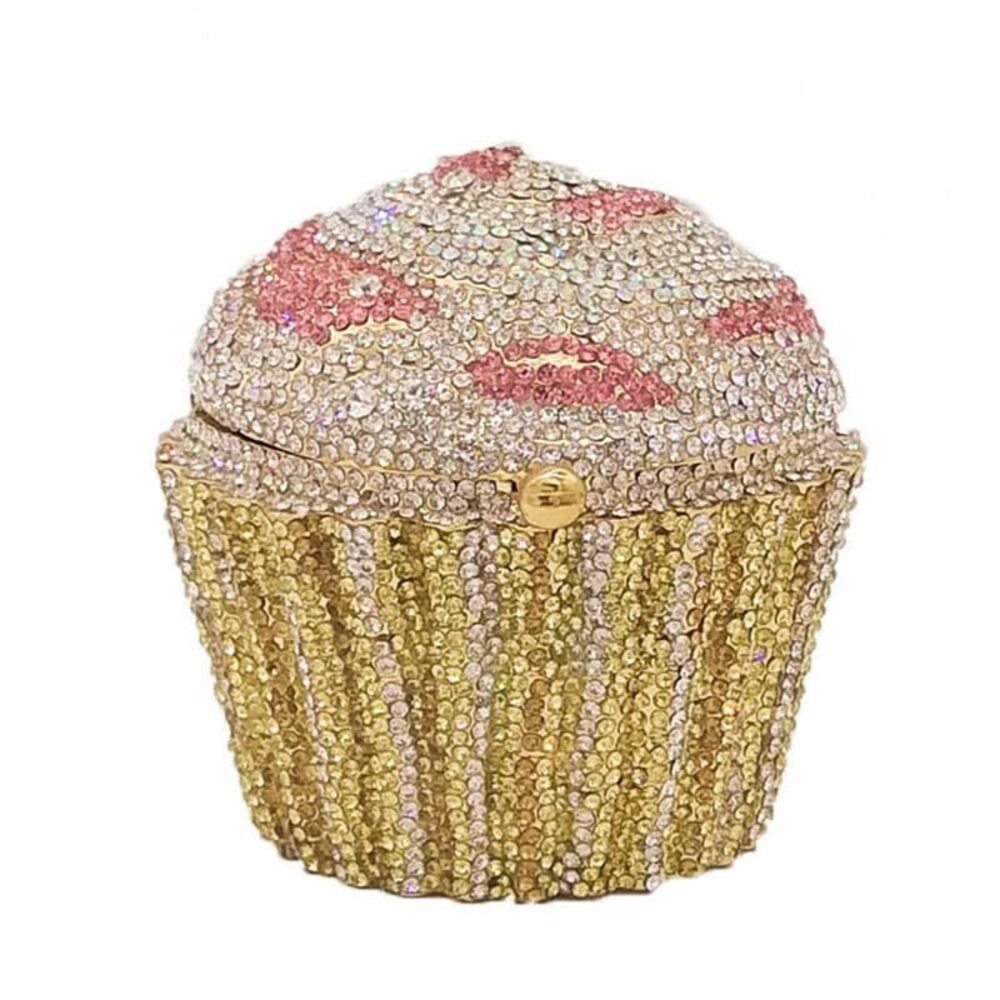 8340 Novelty Cupcake Minaudiere Handbags Evening Bag Party Crystal Clutch